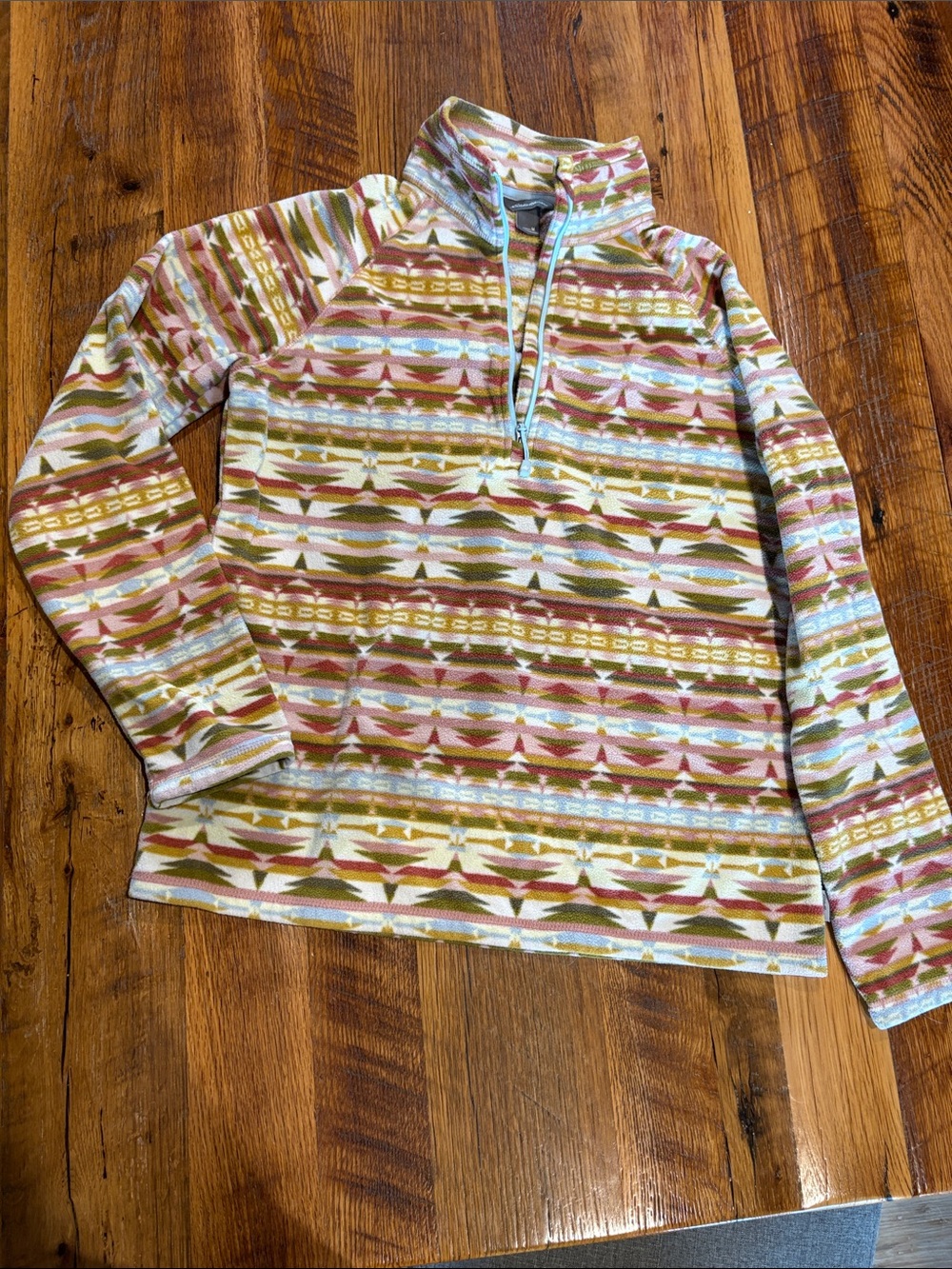 EDDIE BAUER Women's Quarter-Zip Sweater - Multi-Color Aztec Pattern